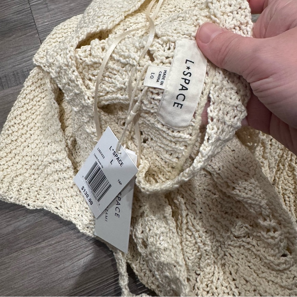 L*space X Hanna Montazami Lisola Crochet Cover Up Dress in Tapioca - Picture 10 of 11